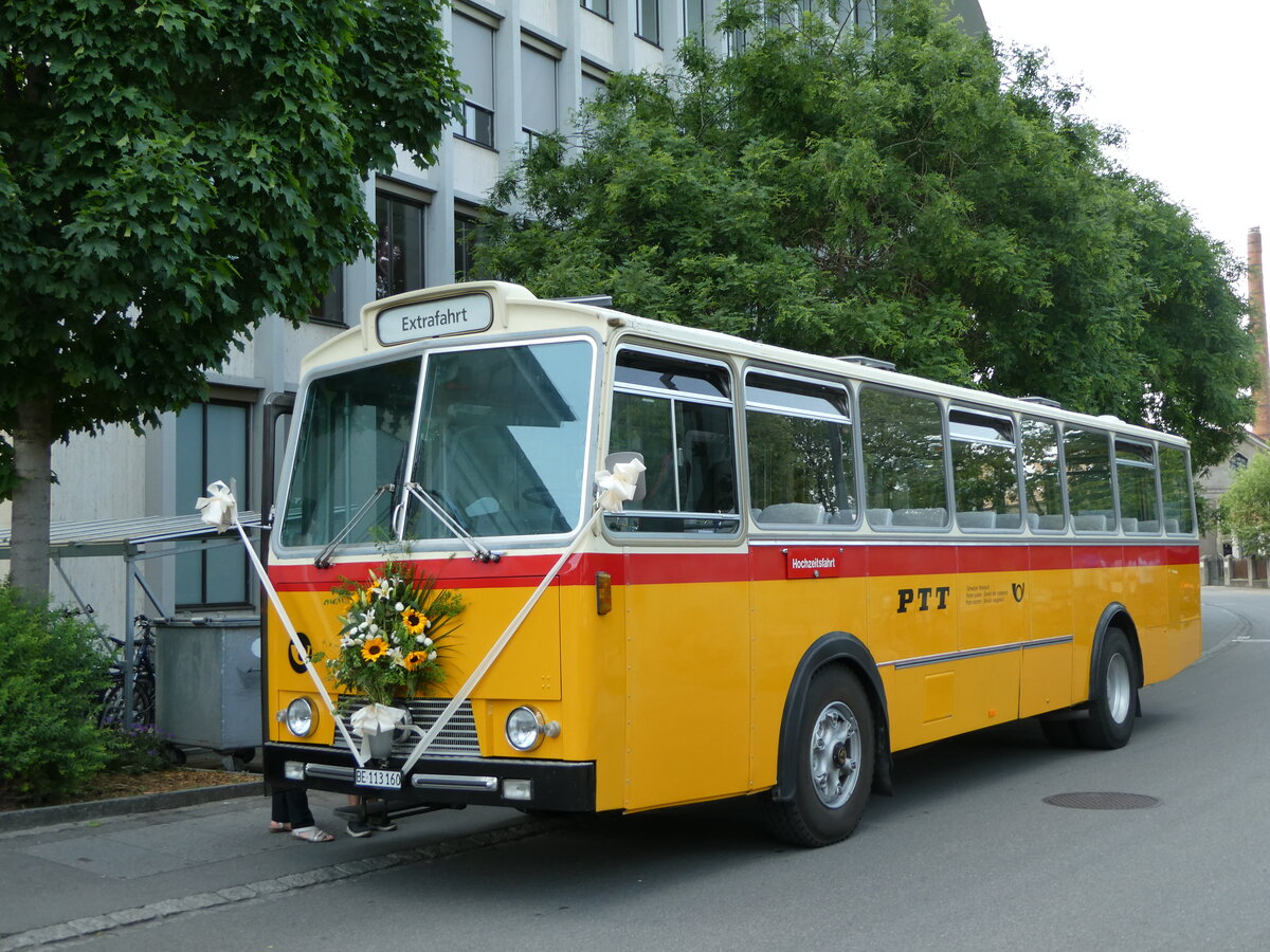 (235'756) - Gast, Reutigen - BE 113'160 - Saurer/Tscher (ex HPTrans, Thusis; ex Mauerhofer, Worb; ex Erni, Schupfart Nr. 3; ex P 24'636) am 20. Mai 2022 in Thun, Scheibenstrasse