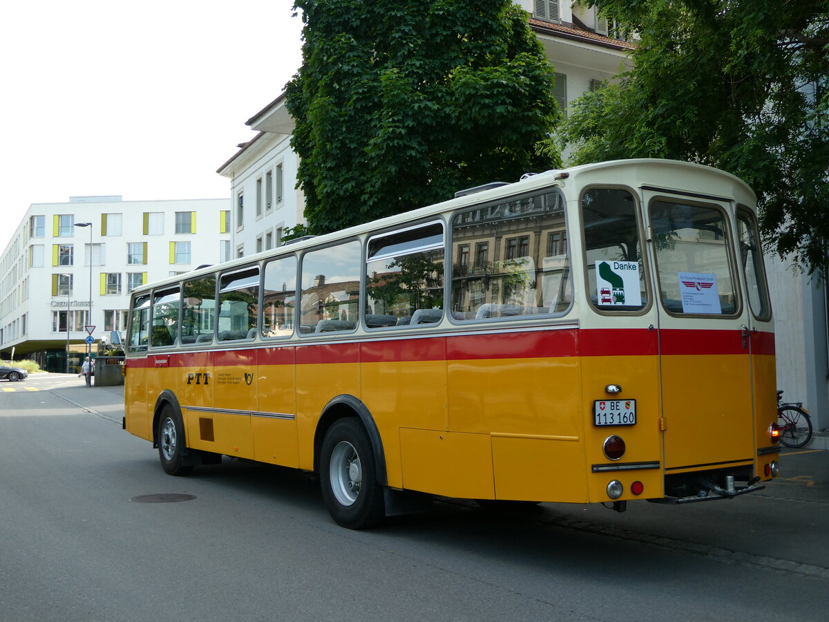 (235'757) - Gast, Reutigen - BE 113'160 - Saurer/Tscher (ex HPTrans, Thusis; ex Mauerhofer, Worb; ex Erni, Schupfart Nr. 3; ex P 24'636) am 20. Mai 2022 in Thun, Scheibenstrasse