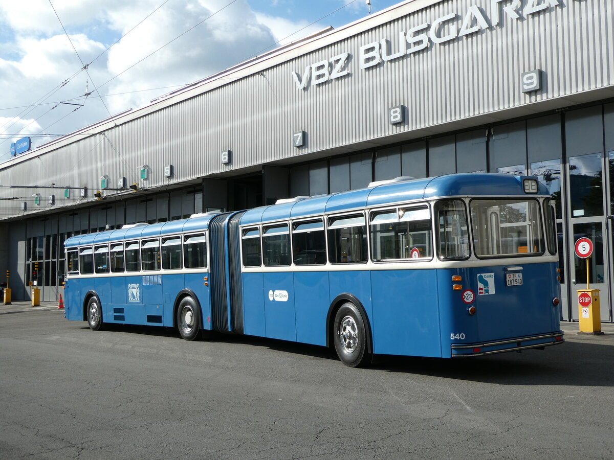 (236'369) - VBZ Zrich (TMZ) - Nr. 540/ZH 187'540 - Saurer/Saurer (ex Nr. 7540; ex Nr. 540) am 28. Mai 2022 in Zrich, Garage Hardau