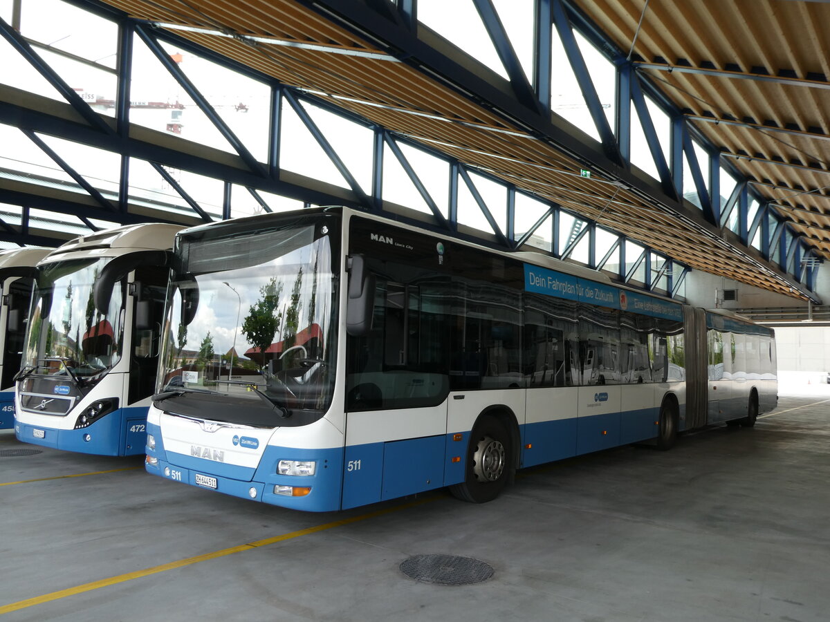 (236'419) - VBZ Zrich - Nr. 511/ZH 644'511 - MAN am 28. Mai 2022 in Zrich, Garage Hardau