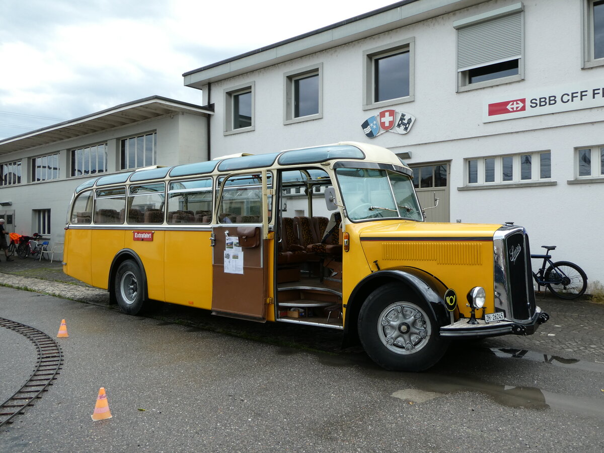 (236'799) - Mosimann, Aesch - ZH 26'245 - Saurer/Tscher (ex diverse Besitzer; ex Fravi, Andeer) am 5. Juni 2022 in Brugg, Bahnpark