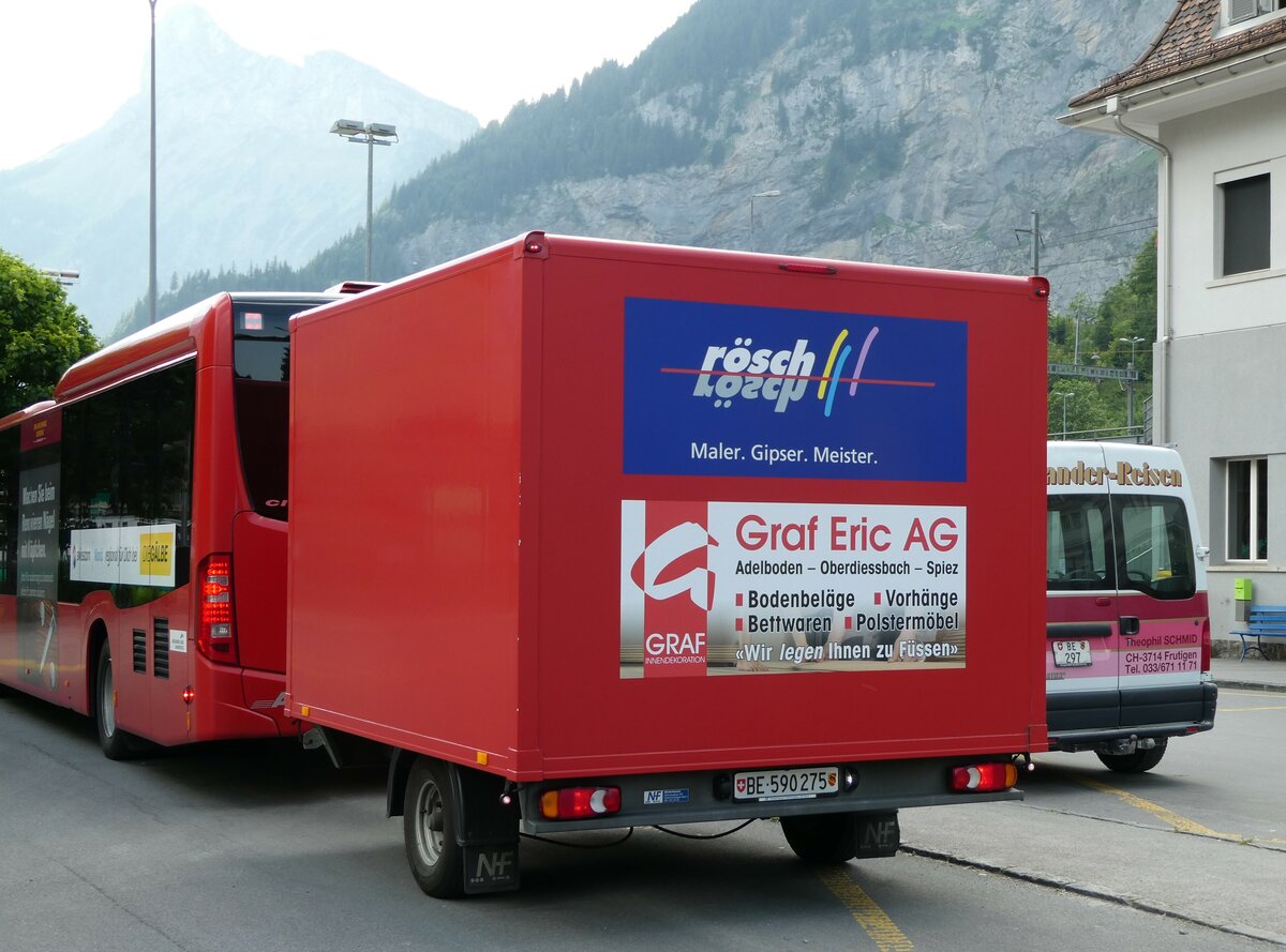 (237'321) - AFA Adelboden - Nr. 69/BE 590'275 - Niederhauser Gepckanhnger am 19. Juni 2022 beim Bahnhof Kandersteg