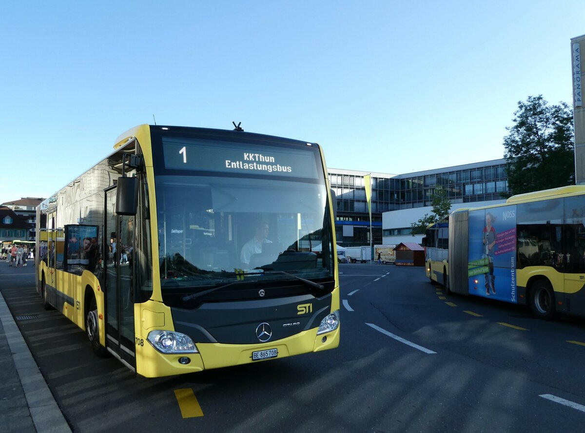 (237'361) - STI Thun - Nr. 708/BE 865'708 - Mercedes am 23. Juni 2022 beim Bahnhof Thun (Teilaufnahme)