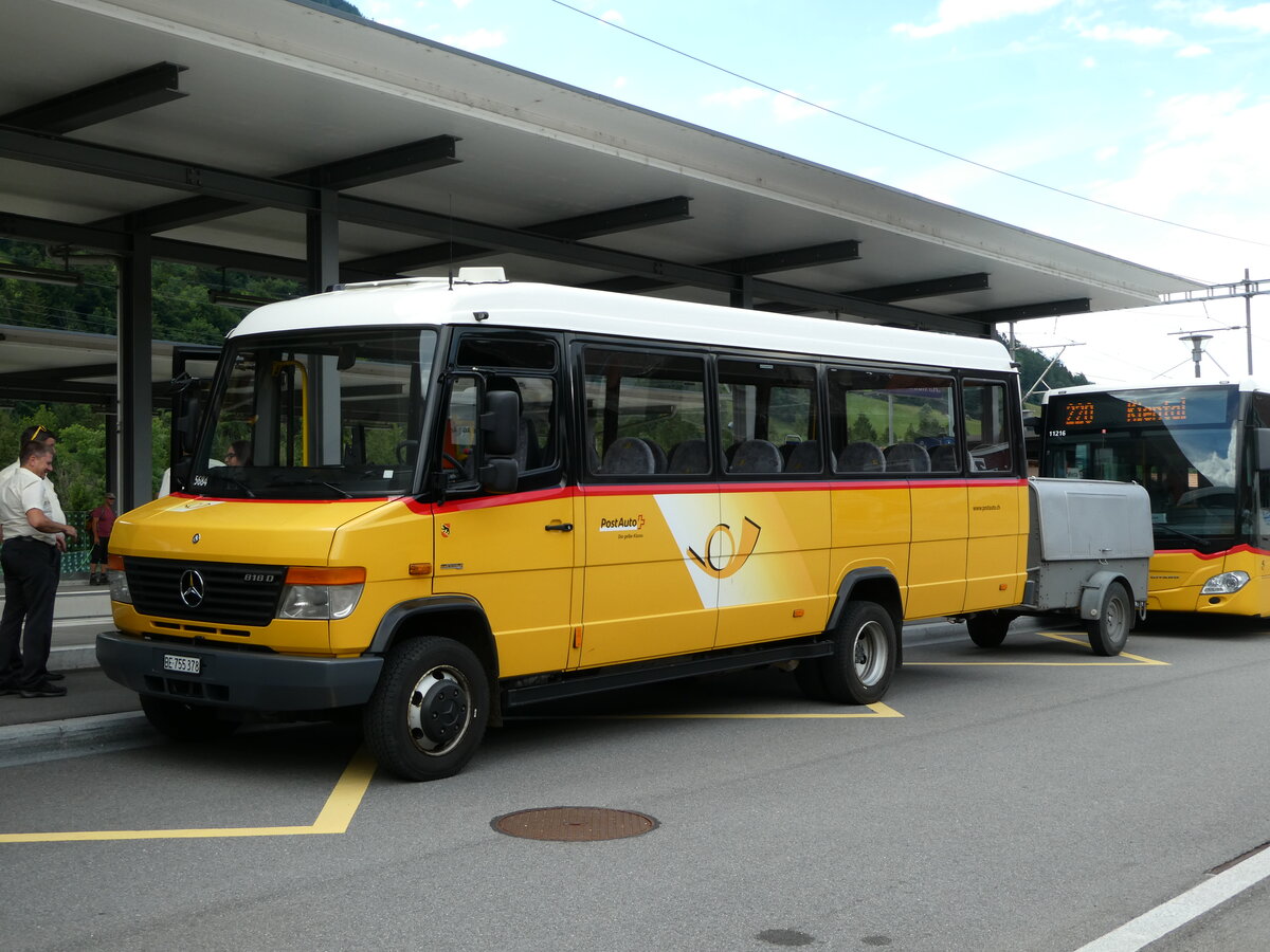 (237'507) - PostAuto Bern - BE 755'378 - Mercedes/Kusters am 25. Juni 2022 beim Bahnhof Reichenbach