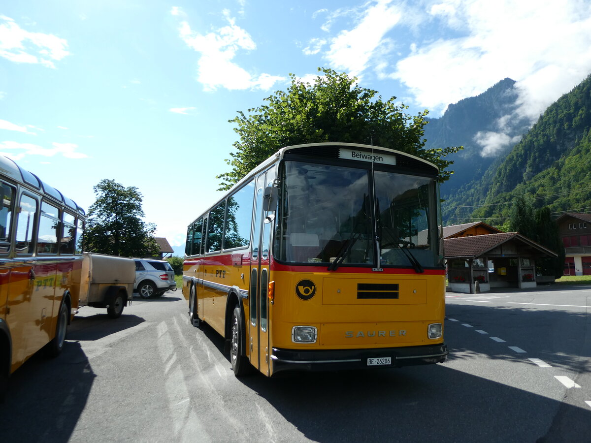 (237'549) - Schmid, Thrishaus - BE 26'206 - Saurer/Tscher (ex P 24'244) am 26. Juni 2022 in Niederstocken, Gasthof zum Stockhorn