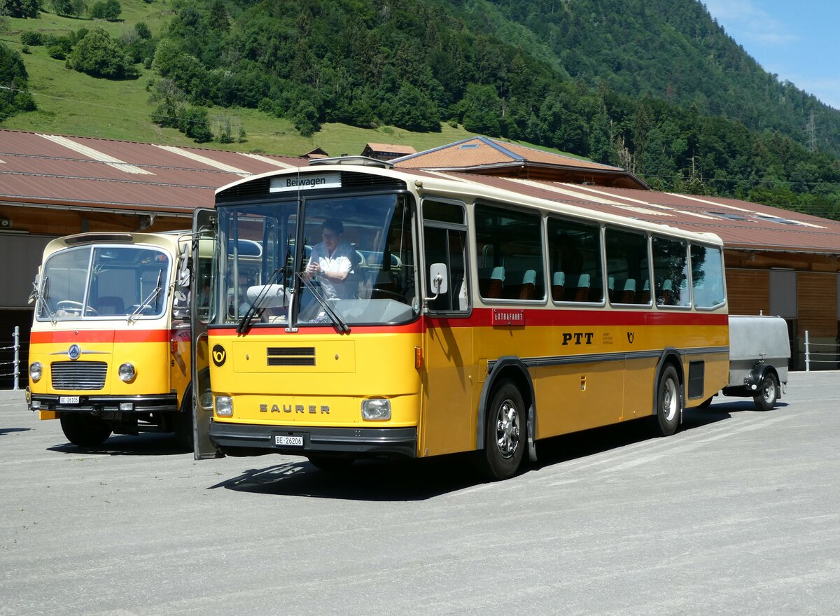 (237'564) - Schmid, Thrishaus - BE 26'206 - Saurer/Tscher (ex P 24'244) am 26. Juni 2022 in Mlenen, Kanderarena