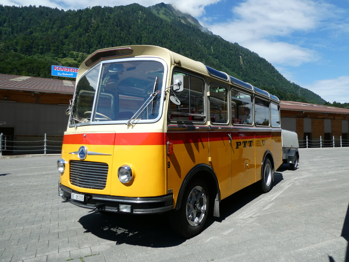 (237'571) - Schmid, Thrishaus - Nr. 9/BE 26'105 - Saurer/R&J (ex Geiger, Adelboden Nr. 9) am 26. Juni 2022 in Mlenen, Kanderarena