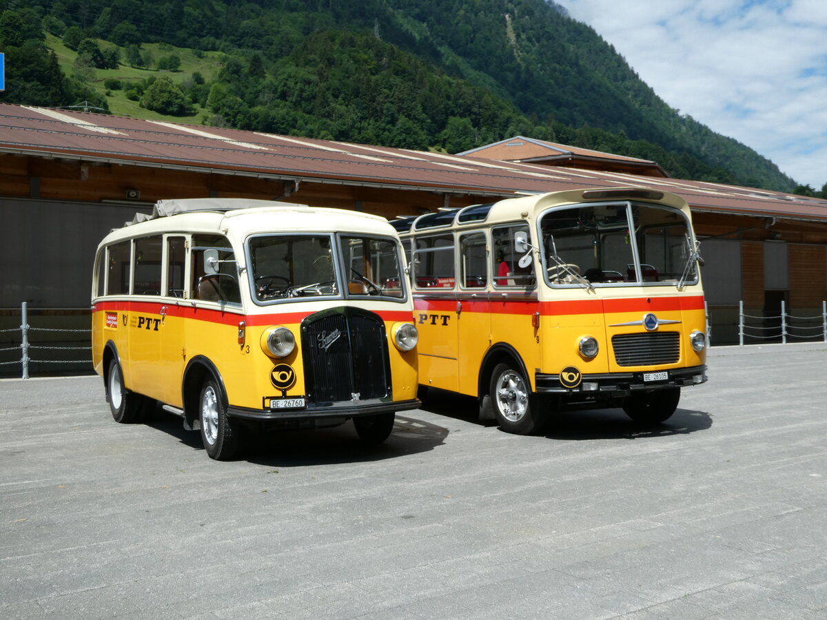 (237'588) - Schmid, Thrishaus - Nr. 3/BE 26'760 - Saurer/Gangloff (ex Geiger, Adelboden Nr. 3) am 26. Juni 2022 in Mlenen, Kanderarena