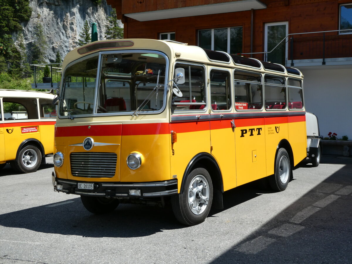 (237'645) - Schmid, Thrishaus - Nr. 9/BE 26'105 - Saurer/R&J (ex Geiger, Adelboden Nr. 9) am 26. Juni 2022 auf der Griesalp