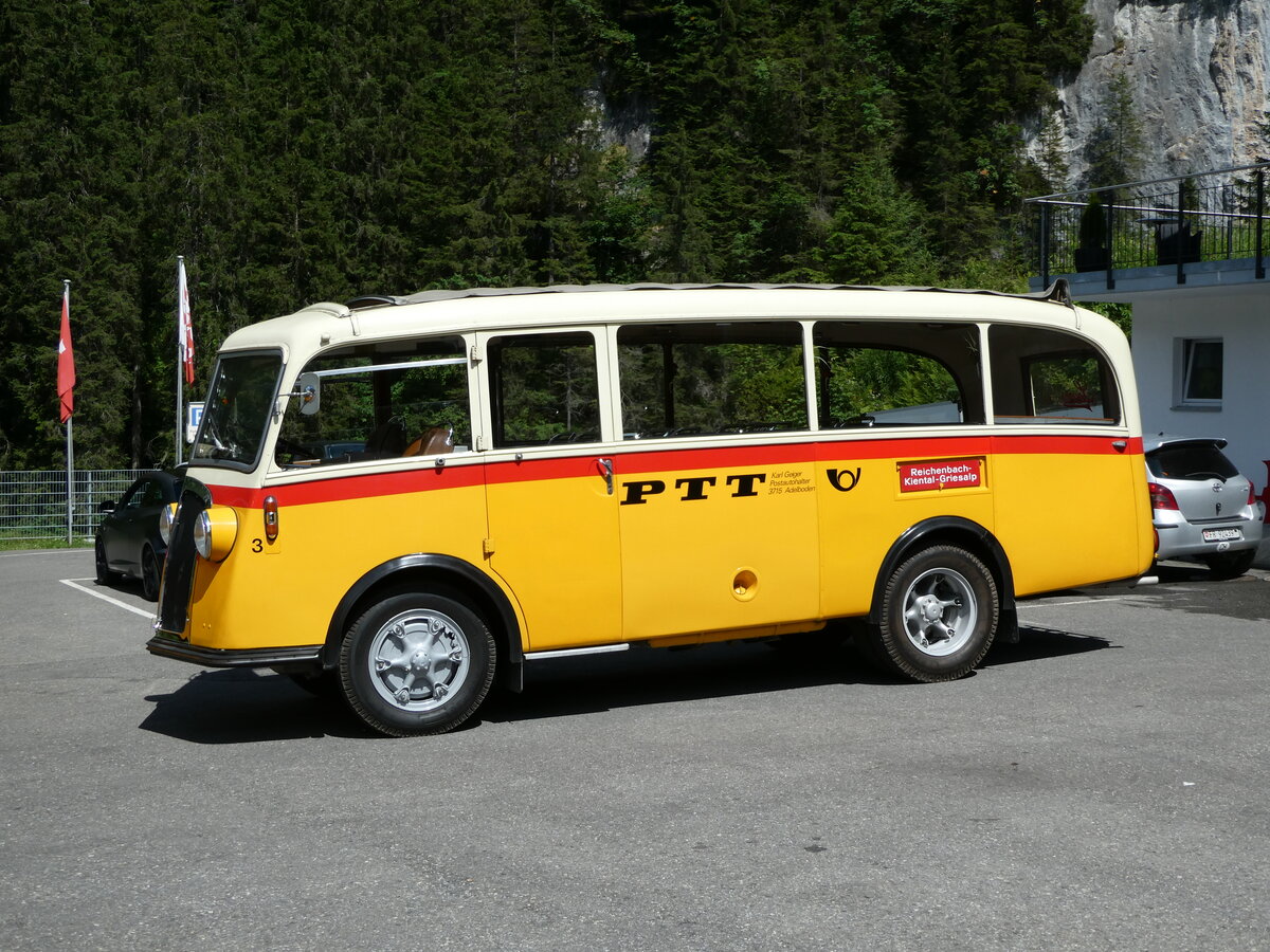 (237'647) - Schmid, Thrishaus - Nr. 3/BE 26'760 - Saurer/Gangloff (ex Geiger, Adelboden Nr. 3) am 26. Juni 2022 auf der Griesalp