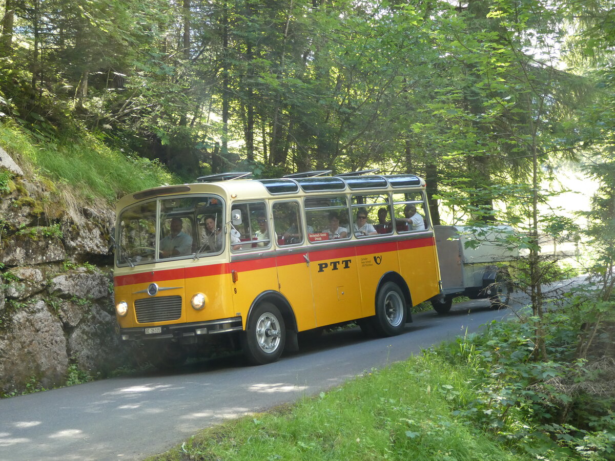 (237'677) - Schmid, Thrishaus - Nr. 9/BE 26'105 - Saurer/R&J (ex Geiger, Adelboden Nr. 9) am 26. Juni 2022 in Kiental, Hexenkessel