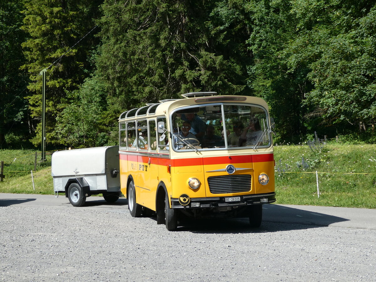 (237'704) - Schmid, Thrishaus - Nr. 9/BE 26'105 - Saurer/R&J (ex Geiger, Adelboden Nr. 9) am 26. Juni 2022 in Kiental, Tschingel