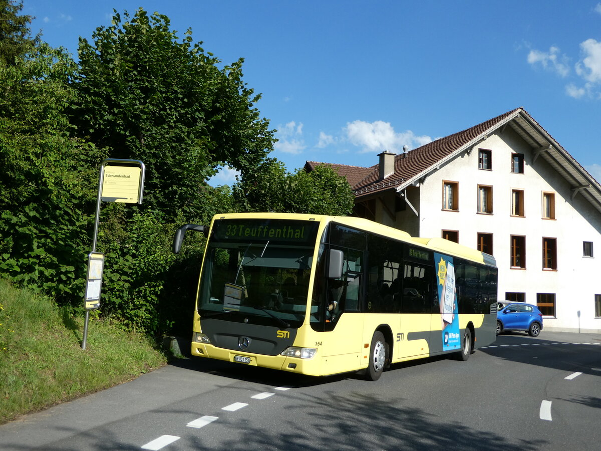 (237'806) - STI Thun - Nr. 154/BE 801'154 - Mercedes am 3. Juli 2022 in Steffisburg, Schwandenbad