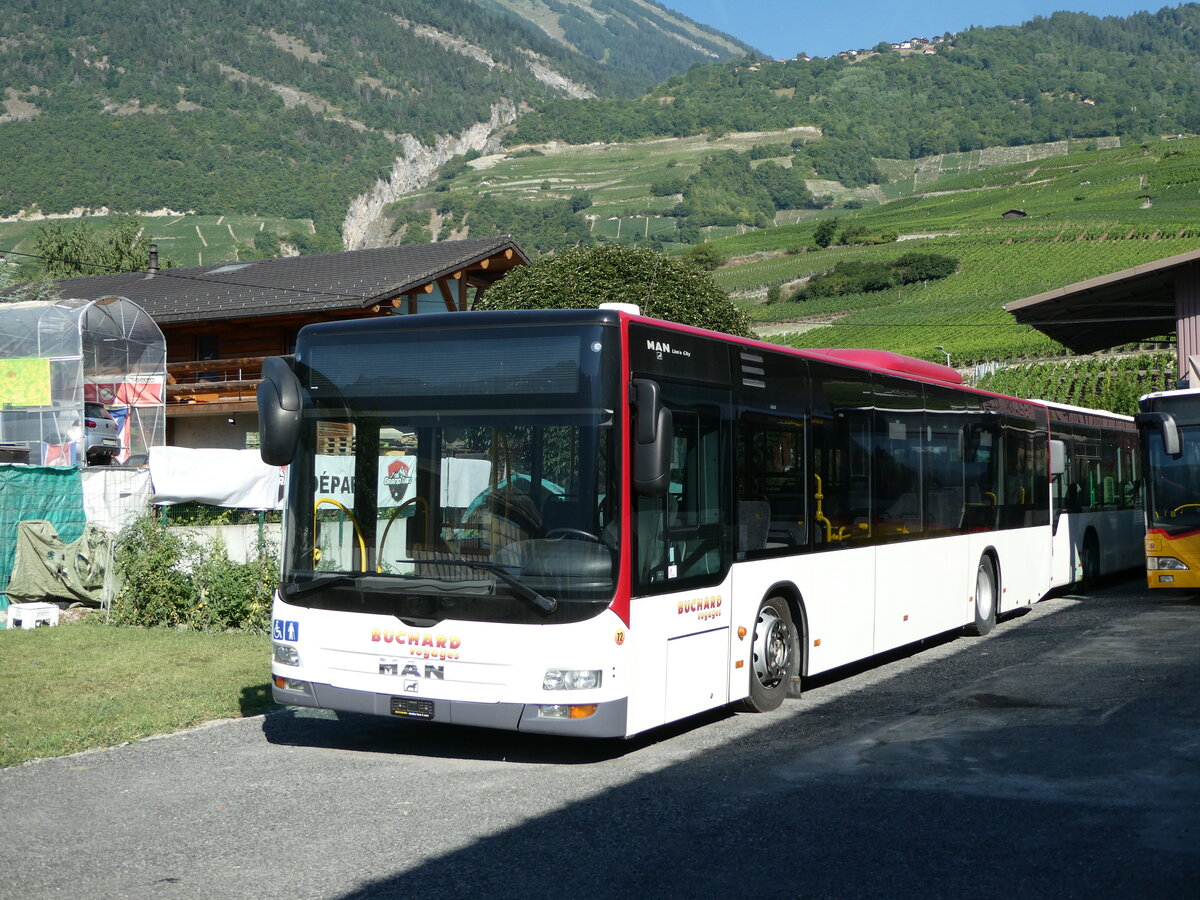 (238'066) - Buchard, Leytron - Nr. 72 - MAN (ex PostAuto Wallis Nr. 68; ex Lathion, Sion Nr. 68) am 16. Juli 2022 in Leytron, Garage