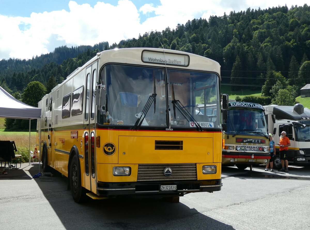 (239'172) - Tiemann, Hombrechtikon - Nr. 12/ZH 32'183 U - Saurer/R&J (ex Privat; ex Tschannen, Zofingen Nr. 12) am 20. August 2022 in Wildhaus, Munzenriet