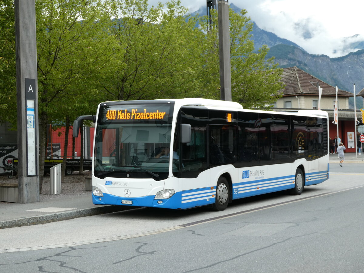 (239'309) - RTB Altsttten - Nr. 59/SG 398'840 - Mercedes am 20. August 2022 beim Bahnhof Sargans