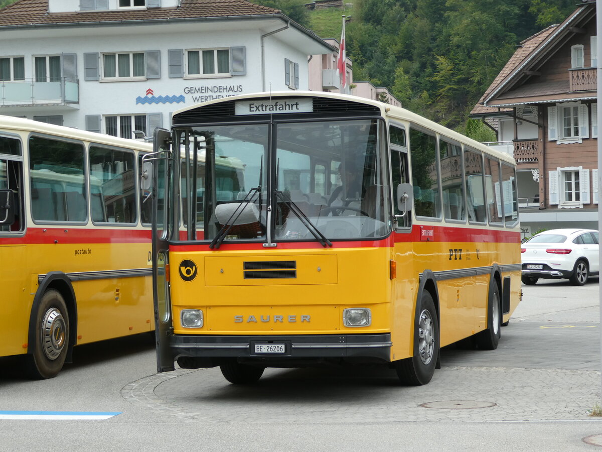 (239'762) - Schmid, Thrishaus - BE 26'206 - Saurer/Tscher (ex P 24'244) am 28. August 2022 in Wolhusen, Markt