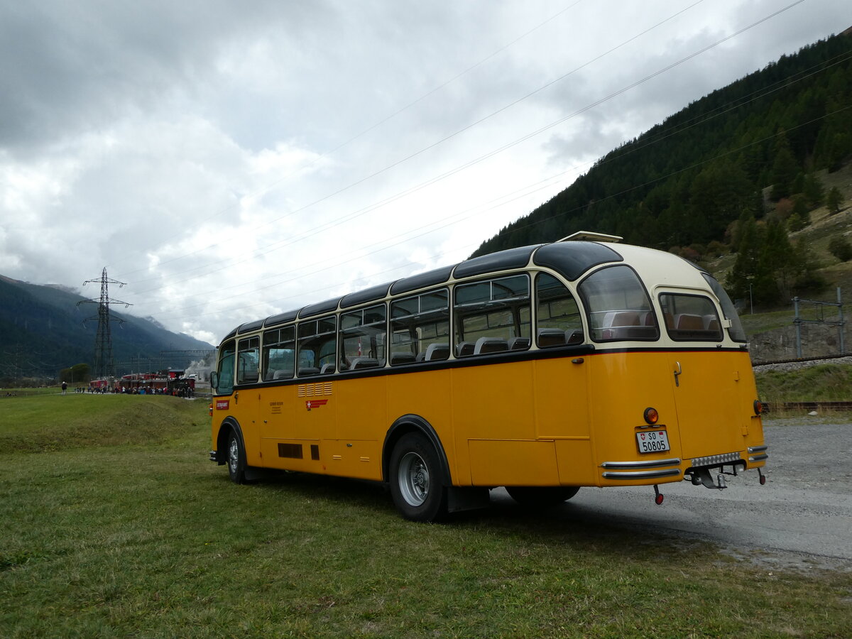 (240'284) - Gerber, Matzendorf - SO 50'805 - FBW/R&J (ex Kontiki, Wettingen; ex P 24'001; ex P 21'501) am 25. September 2022 in Oberwald, Dampfbahnstrasse