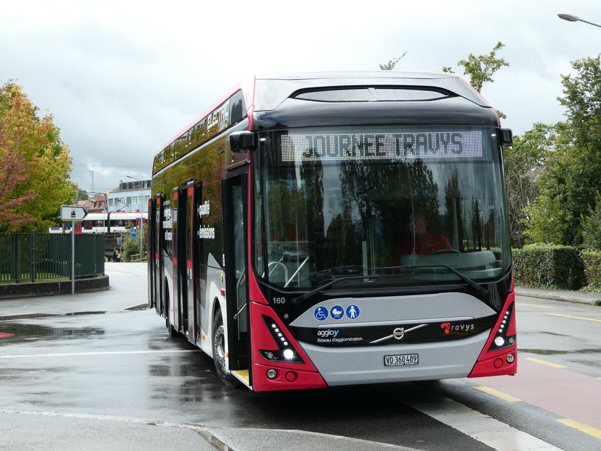 (240'524) - TRAVYS Yverdon - Nr. 160/VD 360'489 - Volvo am 2. Oktober 2022 in Yverdon, Dpt SBB