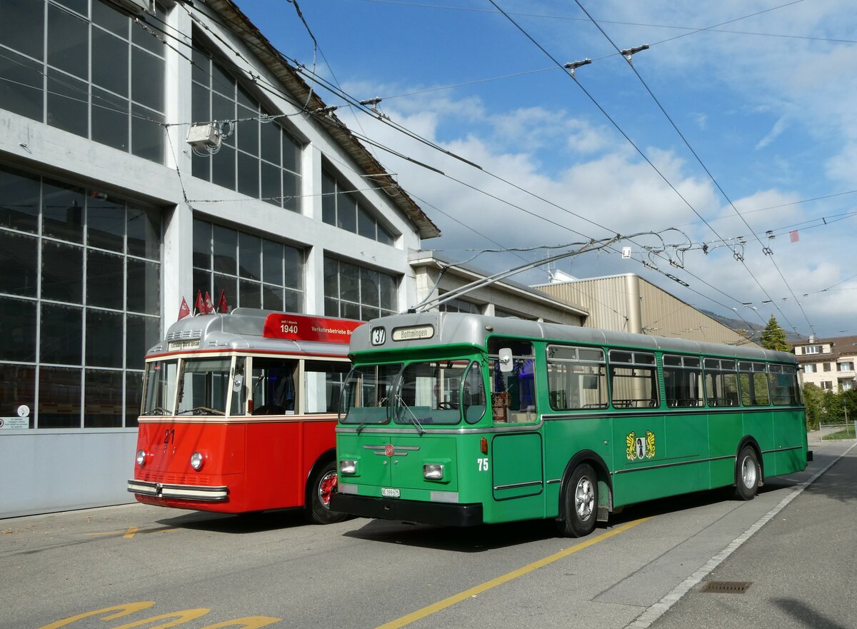 (240'843) - BVB Basel (RWB) - Nr. 75/BE 399'675 - FBW/FHS am 9. Oktober 2022 in Biel, Depot VB