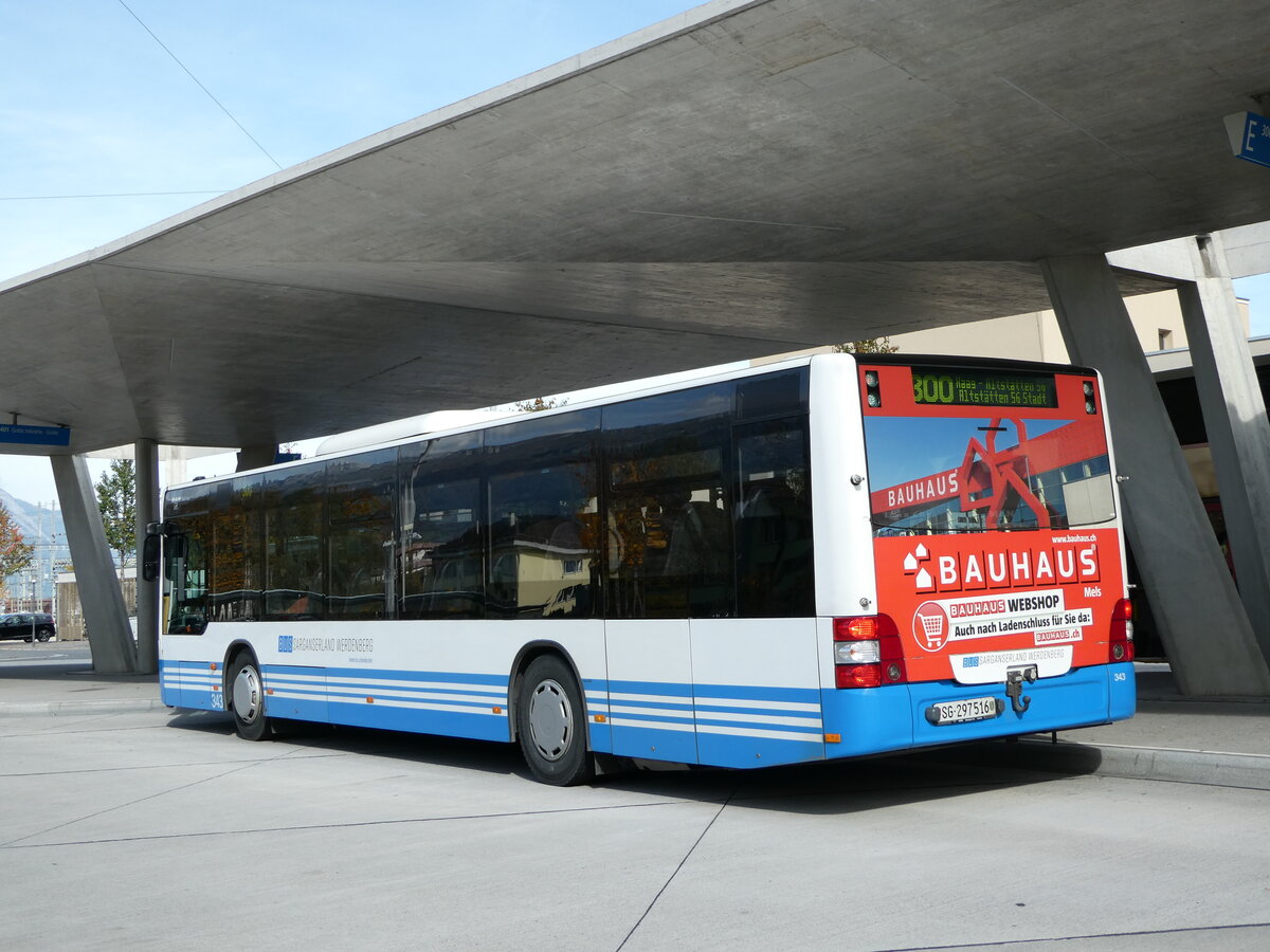 (240'978) - BSW Sargans - Nr. 343/SG 297'516 - MAN am 11. Oktober 2022 beim Bahnhof Buchs