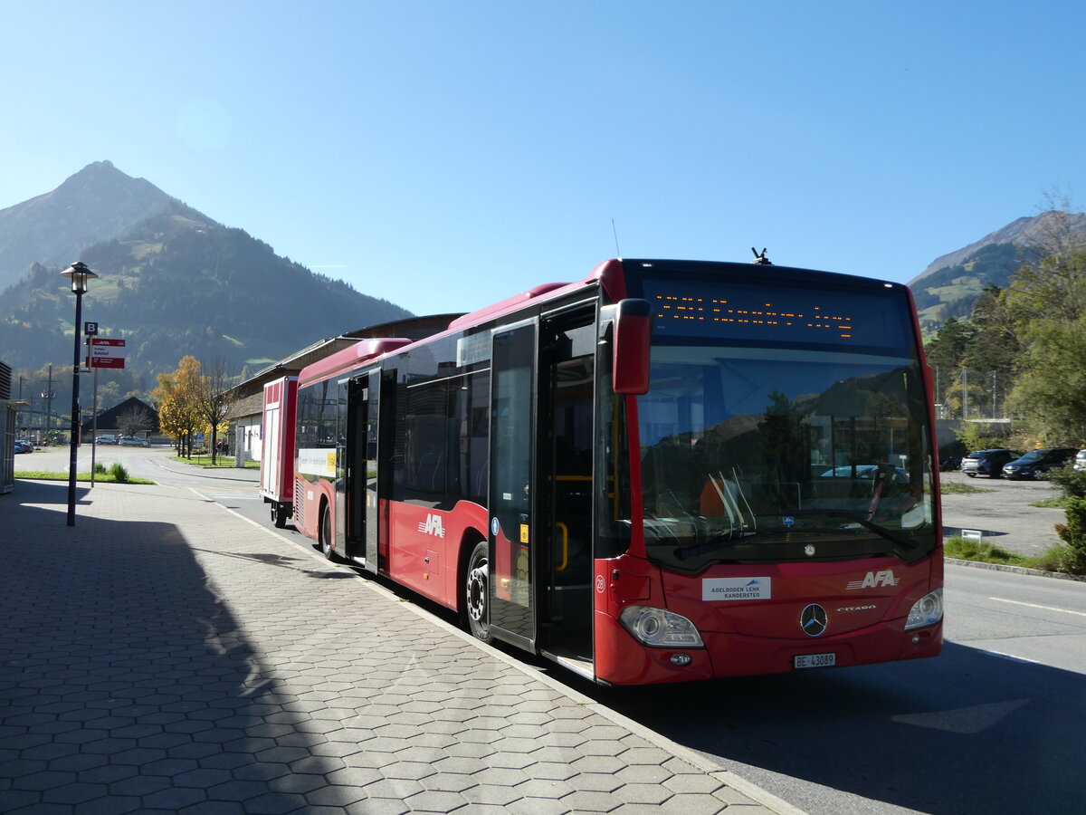 (241'874) - AFA Adelboden - Nr. 28/BE 43'089 - Mercedes am 27. Oktober 2022 beim Bahnhof Frutigen