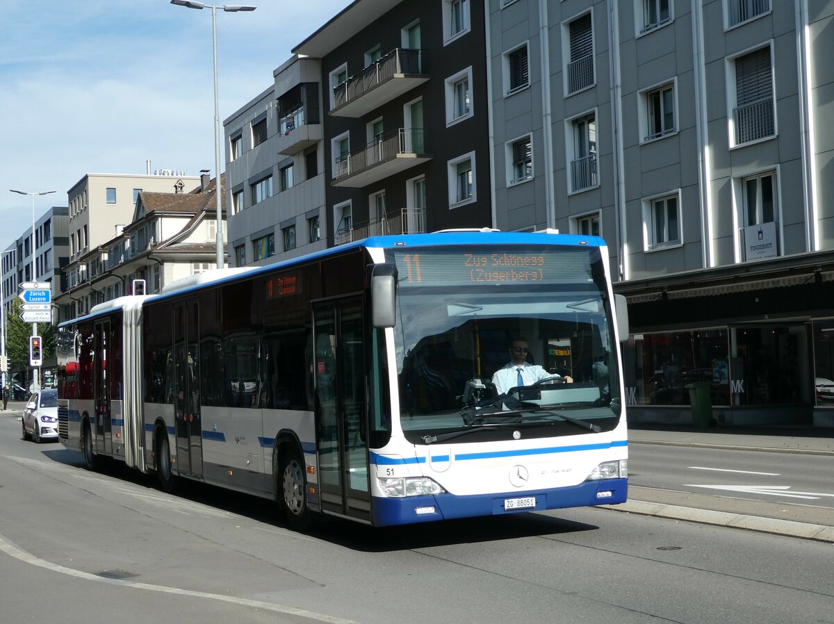 (242'039) - ZVB Zug - Nr. 51/ZG 88'051 - Mercedes am 31. Oktober 2022 in Zug, Metalli