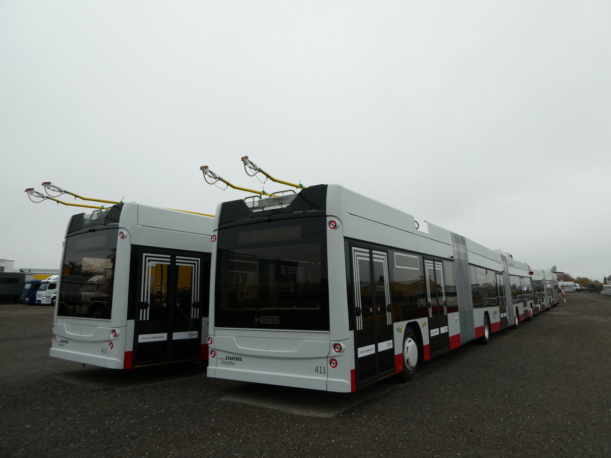 (242'591) - SW Winterthur - Nr. 411 - Hess/Hess Doppelgelenktrolleybus am 13. November 2022 in Wil, Larag