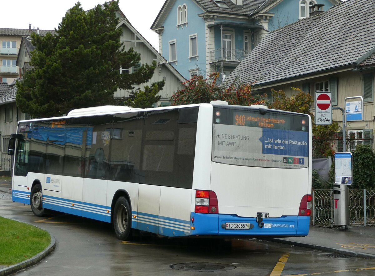 (243'307) - BOTG Amriswil - Nr. 409/TG 180'557 - MAN (ex Nr. 14) am 29. November 2022 beim Bahnhof Romanshorn