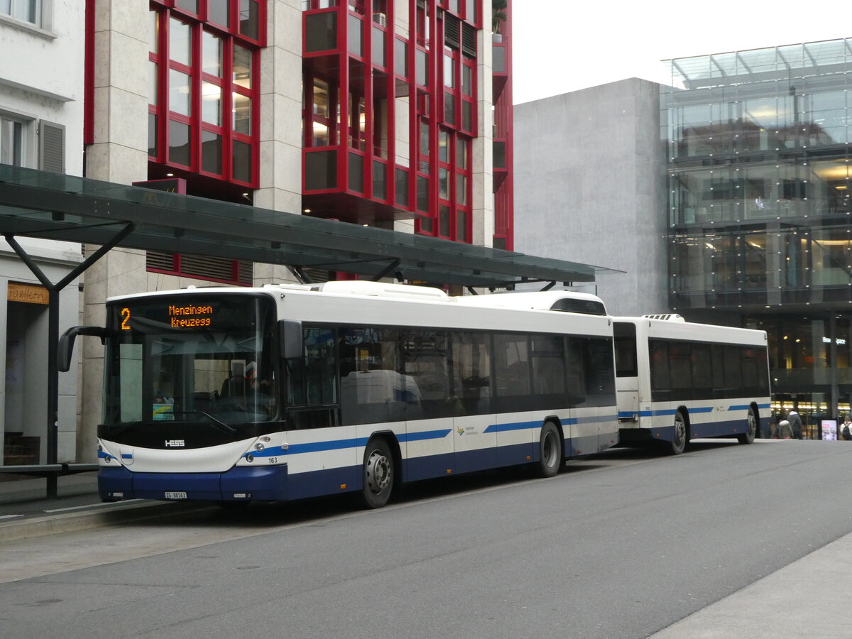 (243'521) - ZVB Zug - Nr. 163/ZG 88'163 - Hess am 7. Dezember 2022 beim Bahnhof Zug