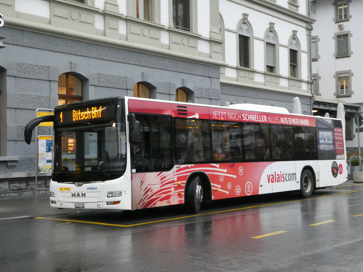 (244'998) - PostAuto Wallis - VS 449'118/PID 10'446 - MAN am 11. Januar 2023 beim Bahnhof Brig