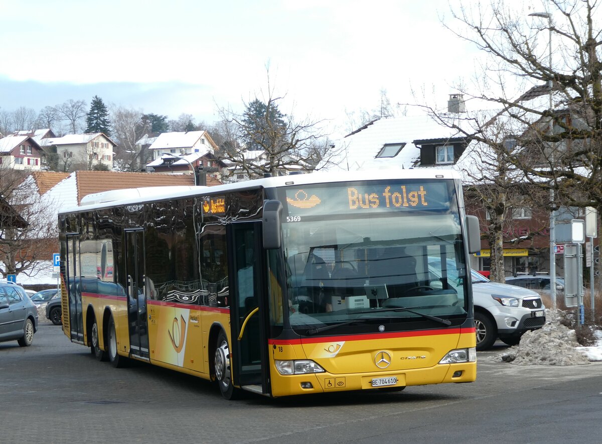 (245'623) - Engeloch, Riggisberg - Nr. 18/BE 704'610/PID 5369 - Mercedes (ex PostAuto Bern Nr. 5369; ex PostAuto Bern Nr. 654) am 1. Februar 2023 in Riggisberg, Post