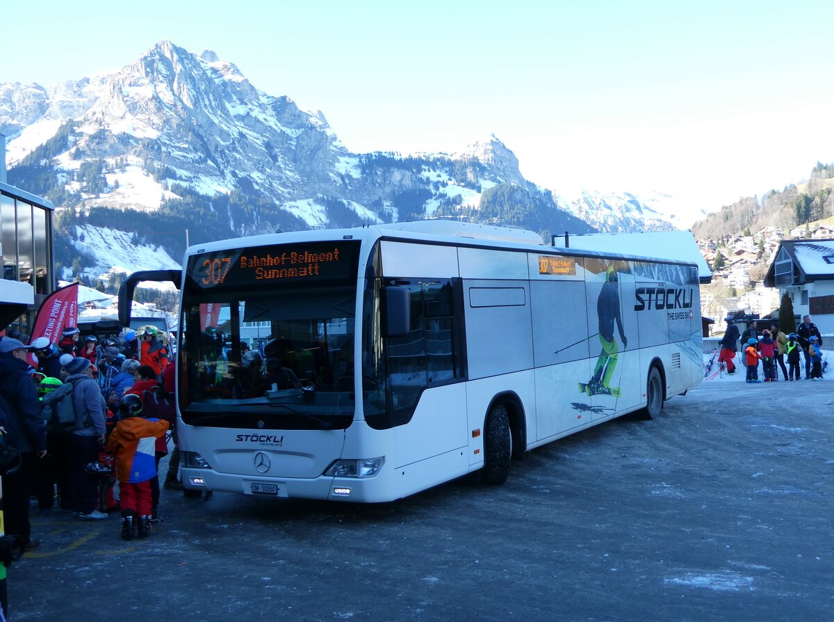 (246'103) - EAB Engelberg - Nr. 6/OW 10'260 - Mercedes (ex AAGS Schwyz Nr. 39) am 14. Februar 2023 in Engelberg, Talstation Titlis