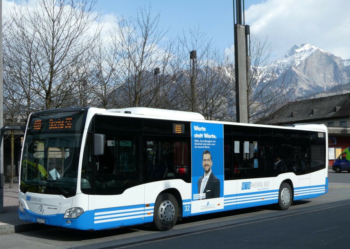 (246'517) - RTB Altsttten - Nr. 32/SG 309'276 - Mercedes am 24. Februar 2023 beim Bahnhof Sargans