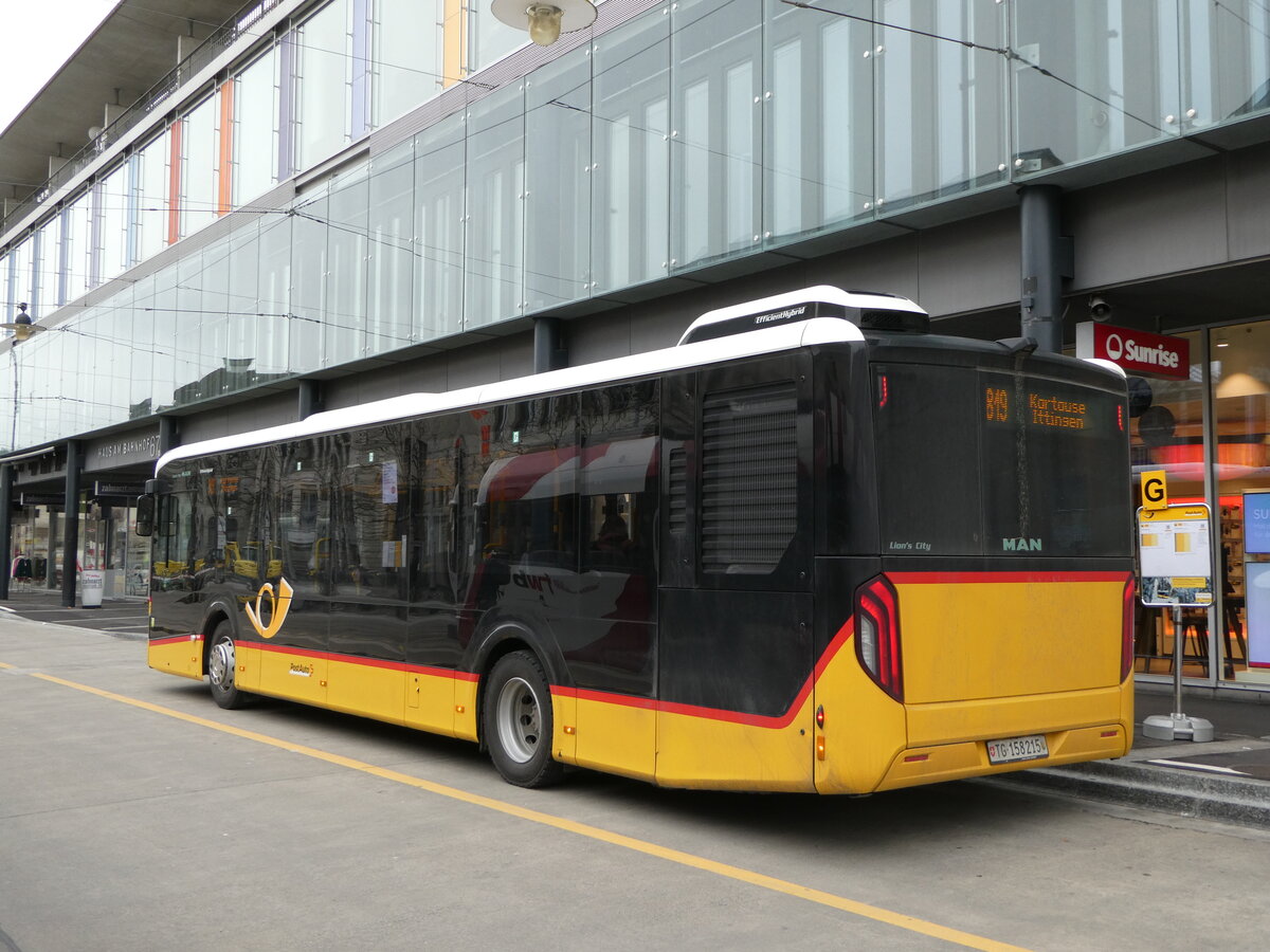 (246'596) - PostAuto Ostschweiz - TG 158'215/PID 11'856 - MAN am 25. Februar 2023 beim Bahnhof Frauenfeld