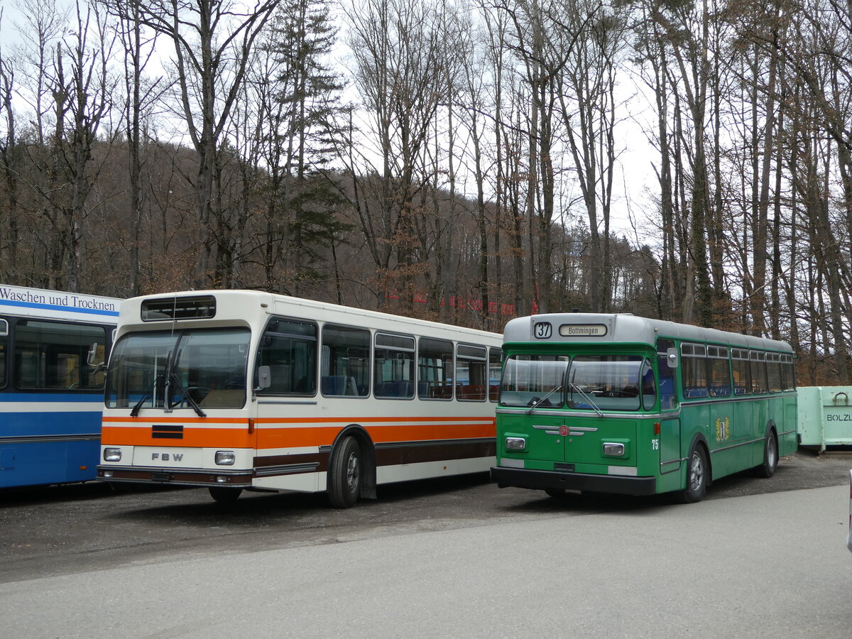 (246'674) - Wegmller, Mnsingen - FBW/R&J (ex Bamert, Wollerau) + BVB Basel (RWB) - Nr. 75 - FBW/FHS am 26. Februar 2023 in Oberburg, Ziegelgut