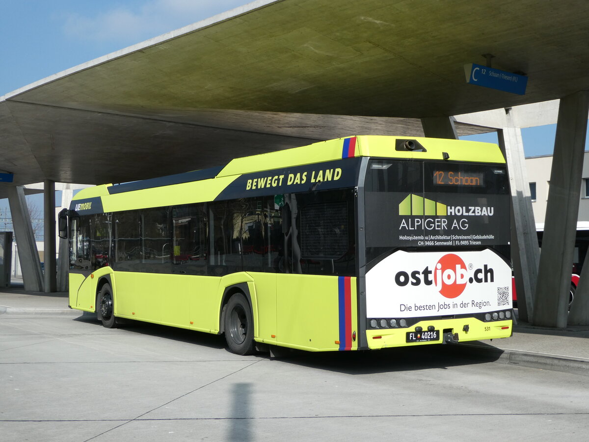 (246'861) - Aus Liechtenstein: BOS PS Anstalt, Vaduz - Nr. 531/FL 40'216 - Solaris am 4. März 2023 beim Bahnhof Buchs