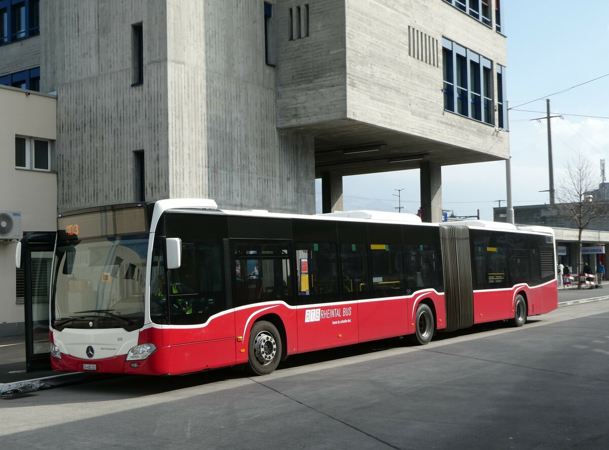 (246'863) - RTB Altstätten - Nr. 926/SG 482'222 - Mercedes (ex Wiener Linien, A-Wien Nr. 8736) am 4. März 2023 beim Bahnhof Buchs