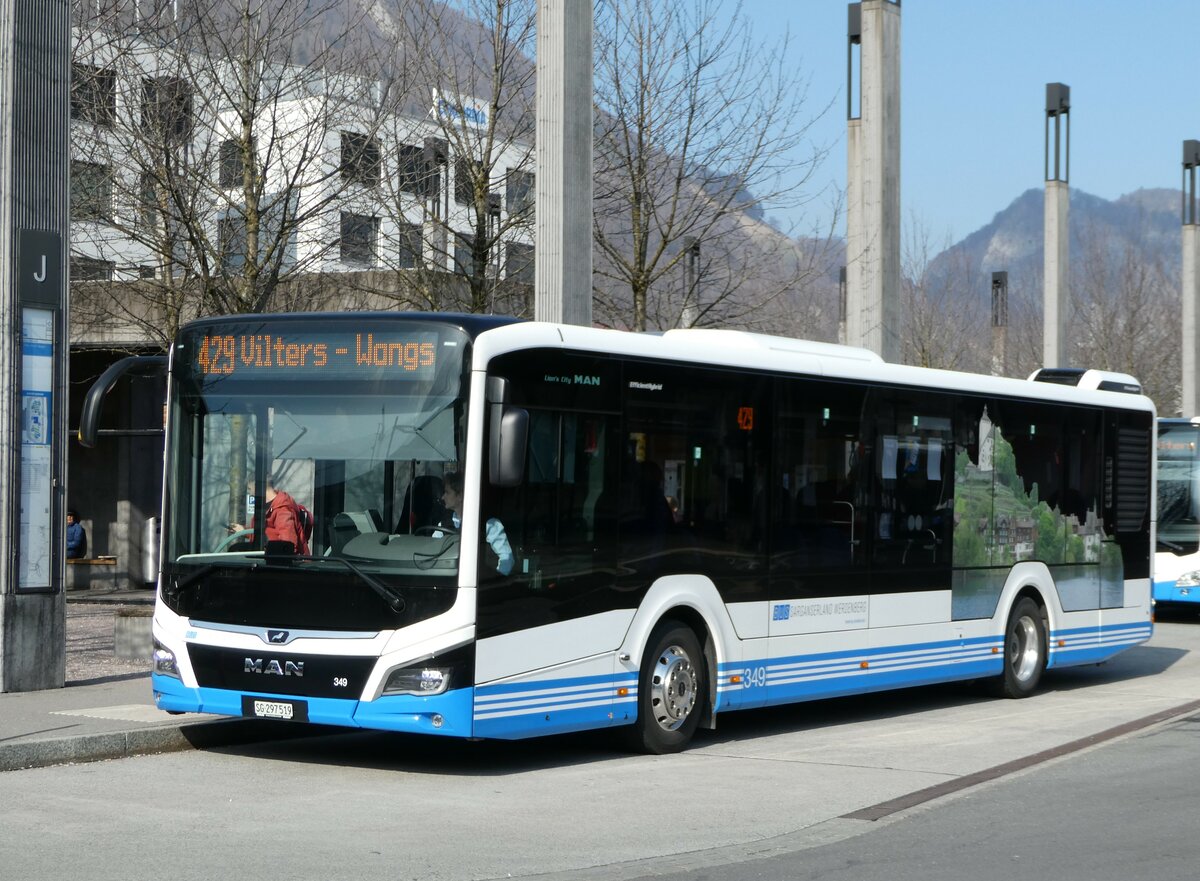 (246'871) - BSW Sargans - Nr. 349/SG 297'519 - MAN am 4. März 2023 beim Bahnhof Sargans