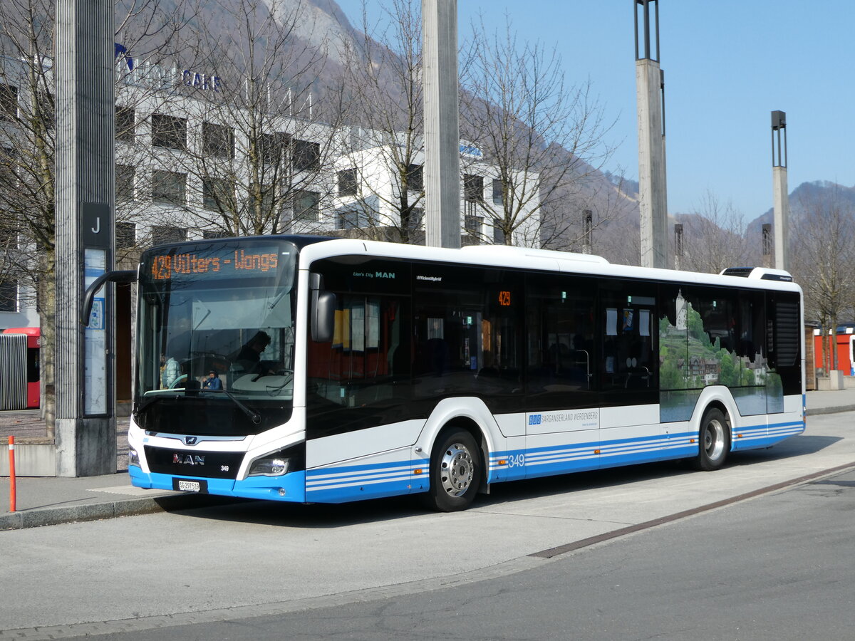 (246'875) - BSW Sargans - Nr. 349/SG 297'519 - MAN am 4. März 2023 beim Bahnhof Sargans