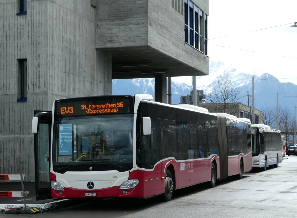 (246'984) - RTB Altstätten - Nr. 926/SG 482'222 - Mercedes (ex Wiener Linien, A-Wien Nr. 8736) am 9. März 2023 beim Bahnhof Buchs