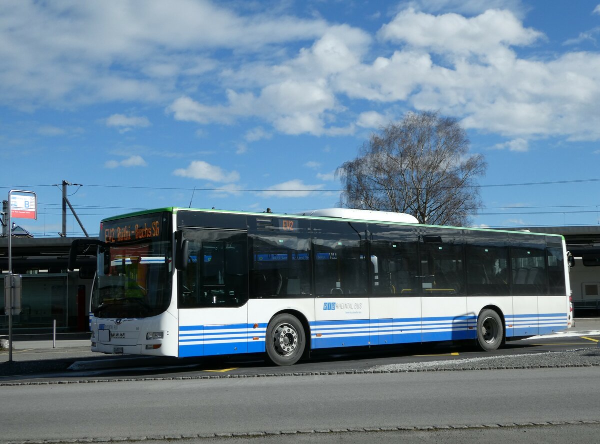 (247'058) - RTB Altstätten - Nr. 919/SG 482'215 - MAN (ex PostBus/A BD 15'352) am 9. März 2023 beim Bahnhof Altstätten