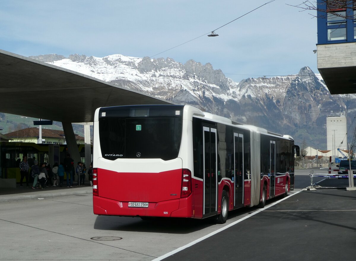 (247'310) - RTB Altsttten - Nr. 920/SG 482'216 - Mercedes (ex Wiener Linien, A-Wien Nr. 8724) am 17. Mrz 2023 beim Bahnhof Buchs