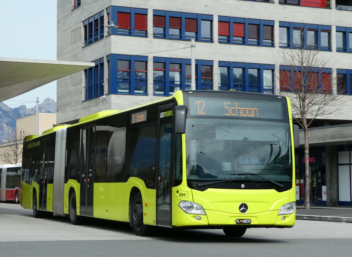 (247'501) - Aus Liechtenstein: BOS PS Anstalt, Vaduz - Nr. 595/FL 40'237 - Mercedes (ex PLA Vaduz Nr. 63/PID 10'593) am 21. Mrz 2023 beim Bahnhof Buchs