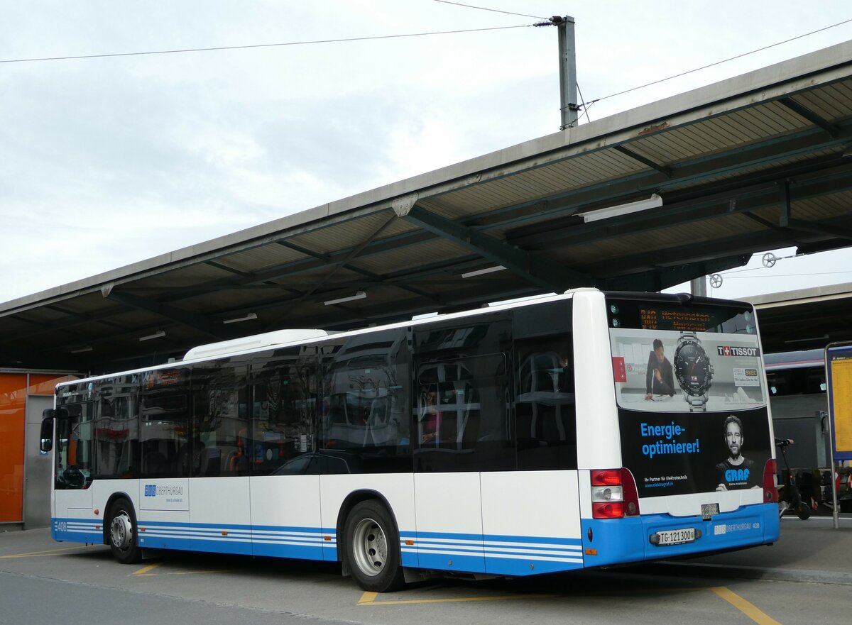 (247'546) - BOTG Amriswil - Nr. 408/TG 121'300 - MAN (ex Nr. 12) am 21. Mrz 2023 beim Bahnhof Romanshorn