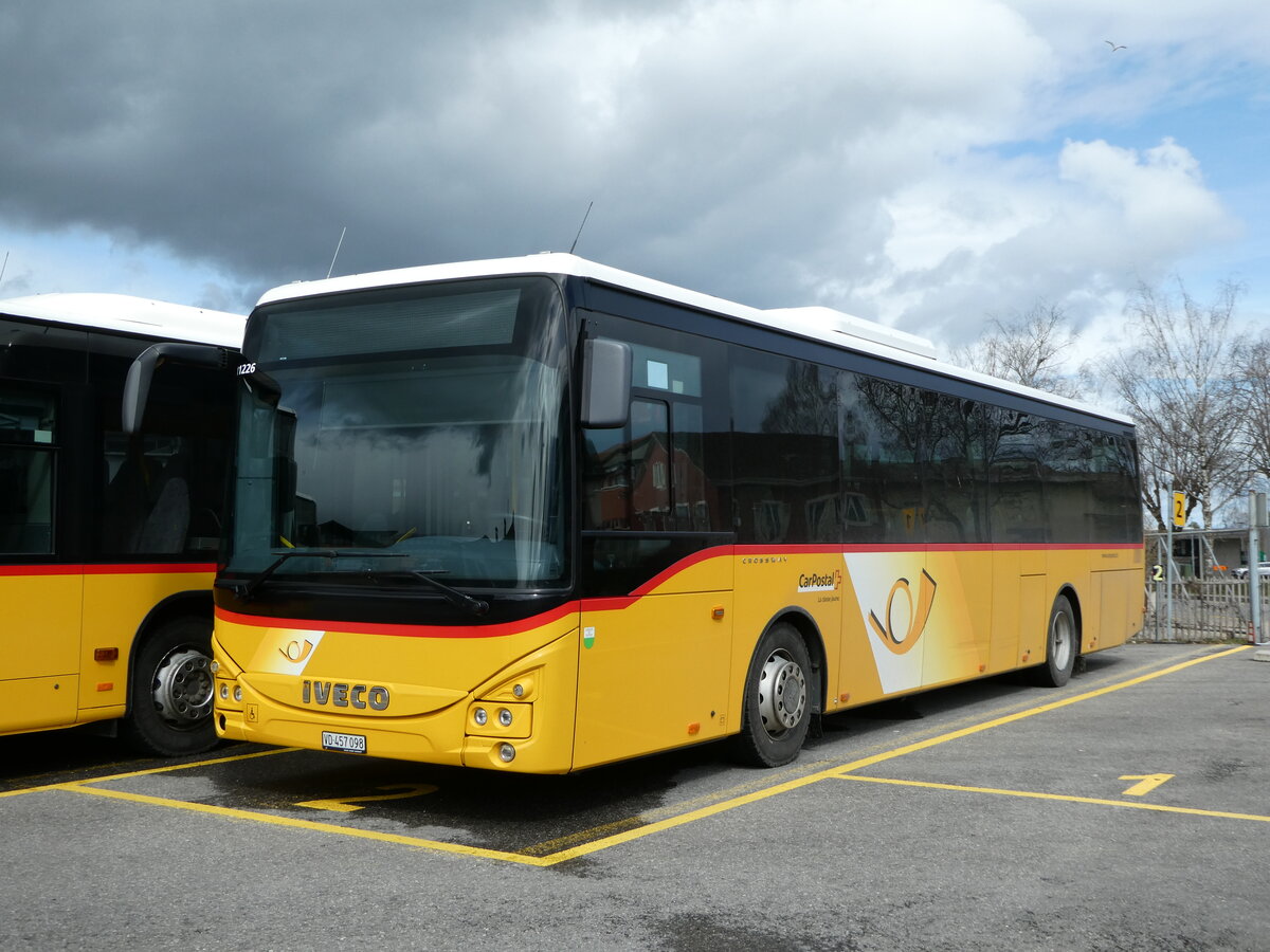 (247'671) - CarPostal Ouest - VD 457'098/PID 11'226 - Iveco am 25. Mrz 2023 in Yverdon, Garage