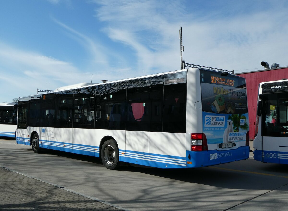 (247'824) - BOTG Amriswil - Nr. 412/TG 692 - MAN am 28. Mrz 2023 beim Bahnhof Amriswil