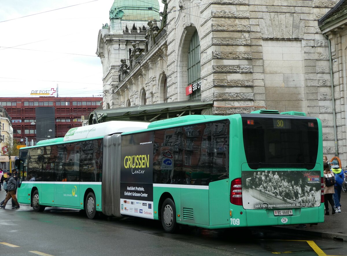 (247'866) - BVB Basel - Nr. 709/BS 6668 - Mercedes am 30. Mrz 2023 beim Bahnhof Basel