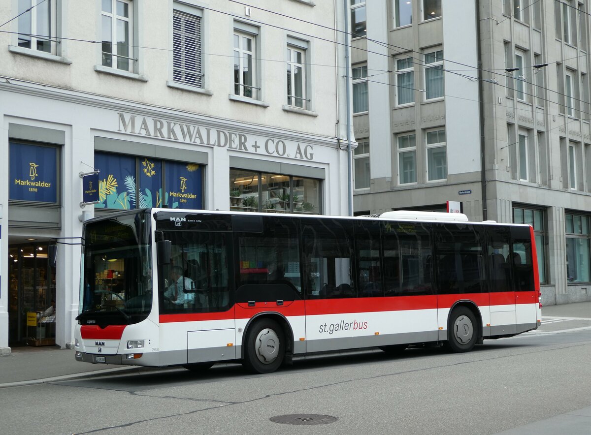 (248'430) - St. Gallerbus, St. Gallen - Nr. 268/SG 198'268 - MAN/Gppel am 13. April 2023 beim Bahnhof St. Gallen