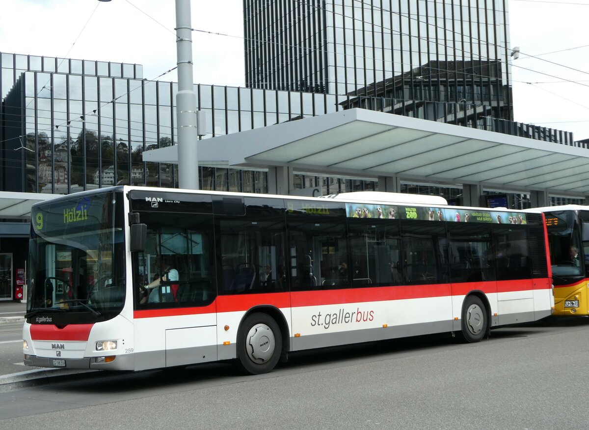 (248'433) - St. Gallerbus, St. Gallen - Nr. 259/SG 198'259 - MAN am 13. April 2023 beim Bahnhof St. Gallen